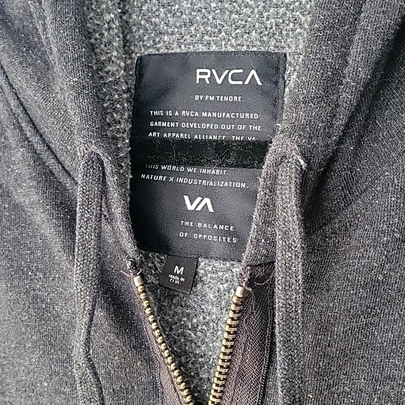RVCA zip-up hoodie sweatshirt, charcoal, size medium - Picture 3 of 6